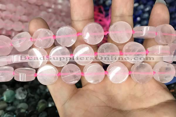 CCB500 15.5 inches 12mm coin rose quartz beads wholesale