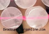 CCB501 15.5 inches 14mm coin rose quartz beads wholesale