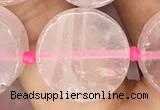 CCB502 15.5 inches 16mm coin rose quartz beads wholesale