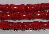 CCB51 15.5 inches 6*10mm bamboo shape red coral beads Wholesale