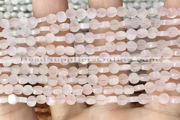 CCB511 15.5 inches 4mm coin rose quartz beads wholesale