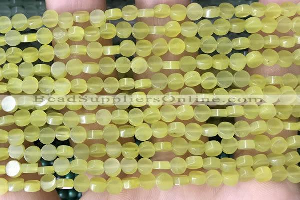 CCB514 15.5 inches 4mm coin lemon jade beads wholesale