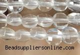 CCB530 15.5 inches 4mm faceted coin white crystal beads