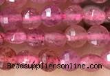 CCB532 15.5 inches 4mm faceted coin strawberry quartz beads