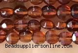 CCB536 15.5 inches 4mm faceted coin orange garnet beads wholesale