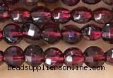 CCB538 15.5 inches 4mm faceted coin red garnet beads wholesale