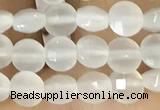 CCB542 15.5 inches 4mm faceted coin white moonstone beads