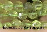 CCB547 15.5 inches 4mm faceted coin peridot gemstone beads