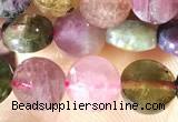 CCB617 15.5 inches 6mm faceted coin tourmaline beads wholesale