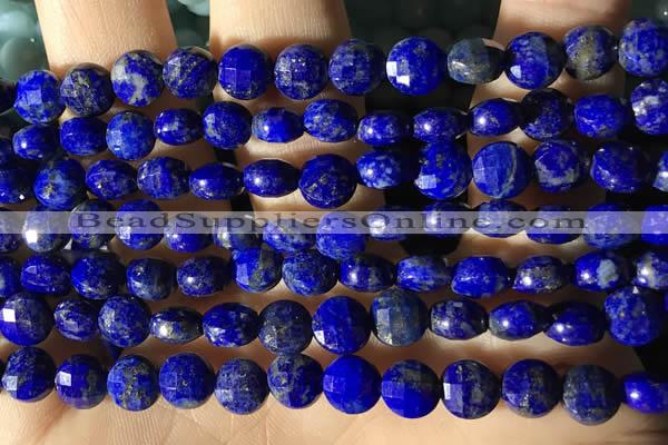 CCB624 15.5 inches 6mm faceted coin lapis lazuli gemstone beads