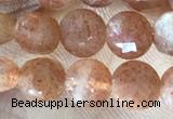 CCB628 15.5 inches 6mm faceted coin natural sunstone gemstone beads