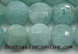 CCB721 15.5 inches 8mm faceted coin amazonite gemstone beads