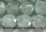 CCB729 15.5 inches 8mm faceted coin green angel skin gemstone beads