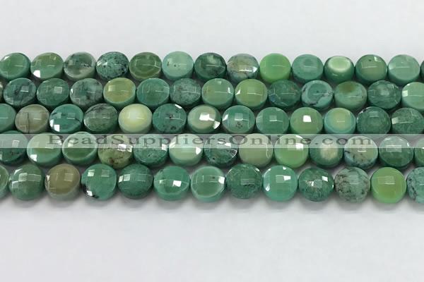 CCB730 15.5 inches 8mm faceted coin grass agate gemstone beads