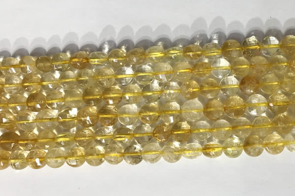 CCB766 15.5 inches 8mm faceted coin citrine beads