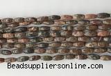 CCB810 15.5 inches 5*12mm rice leopard skin jasper beads wholesale