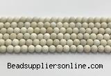 CCB825 15.5 inches 8mm round matte ivory jasper gemstone beads wholesale