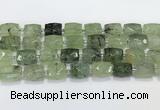 CCB886 11*15mm-12*16mm faceted cuboid green rutilated quartz beads wholesale