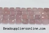 CCB888 11*15mm-12*16mm faceted cuboid rose quartz beads wholesale