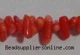 CCB91 15.5 inch 4*11mm irregular branch pale red coral chip beads