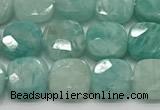 CCB910 15.5 inches 8*8mm faceted square amazonite beads