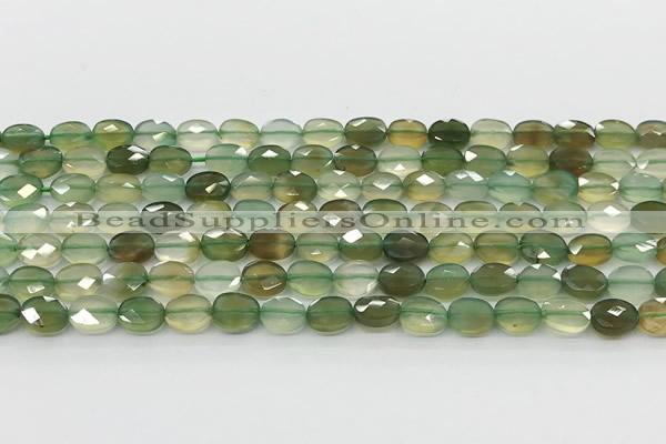 CCB917 15.5 inches 6*8mm faceted oval green agate beads