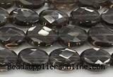 CCB922 15.5 inches 6*8mm faceted oval smoky quartz beads