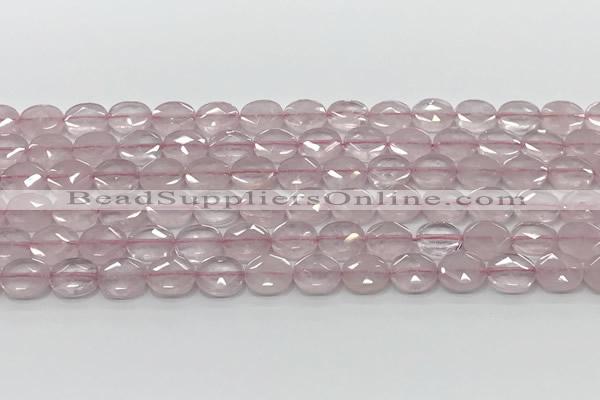 CCB930 15.5 inches 8*10mm faceted oval rose quartz beads