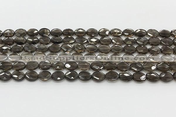 CCB932 15.5 inches 8*10mm faceted oval smoky quartz beads