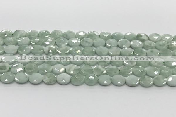 CCB934 15.5 inches 8*10mm faceted oval green angel skin beads