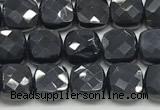 CCB978 15.5 inches 6*6mm faceted square black onyx beads