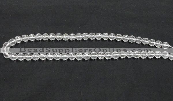 CCC208 15.5 inches 8mm faceted round grade AB natural white crystal beads