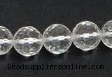 CCC211 15.5 inches 14mm faceted round grade AB natural white crystal beads