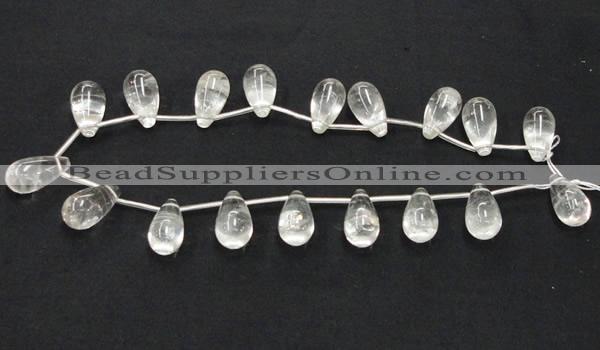 CCC214 15.5 inches 12*22mm teardrop grade AB natural white crystal beads