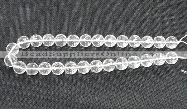 CCC255 15.5 inches 14mm faceted round grade A natural white crystal beads