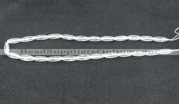 CCC265 6*16mm faceted rice grade A natural white crystal beads