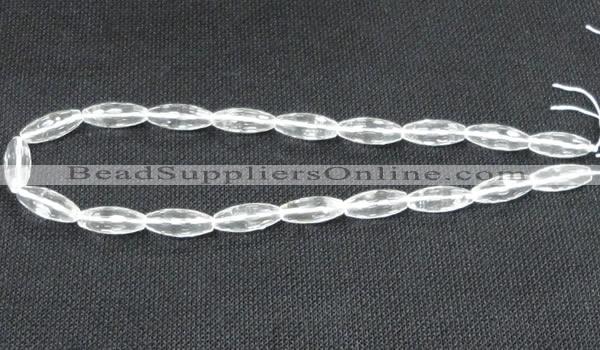 CCC267 8*20mm faceted rice grade A natural white crystal beads