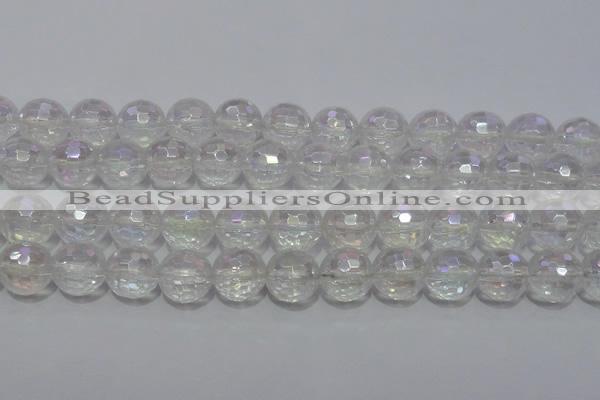 CCC414 15.5 inches 12mm faceted round AB-color white crystal beads