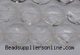 CCC503 15.5 inches 10mm faceted coin natural white crystal beads