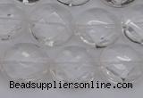 CCC505 15.5 inches 14mm faceted coin natural white crystal beads