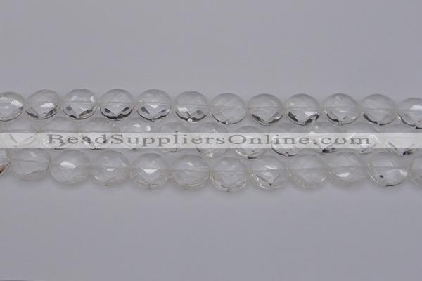 CCC506 15.5 inches 16mm faceted coin natural white crystal beads