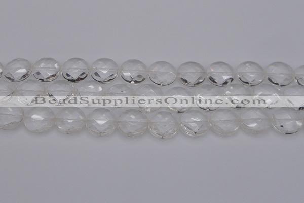 CCC508 15.5 inches 20mm faceted coin natural white crystal beads