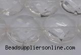 CCC510 15.5 inches 25mm faceted coin natural white crystal beads