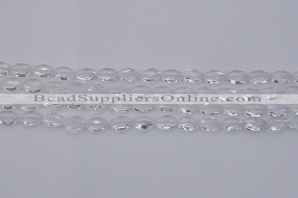 CCC513 15.5 inches 10*14mm faceted oval natural white crystal beads