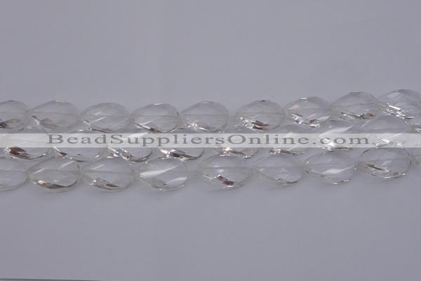 CCC520 15.5 inches 15*20mm twisted & faceted oval white crystal beads