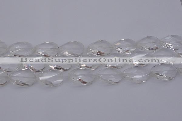 CCC522 15.5 inches 20*30mm twisted & faceted oval white crystal beads