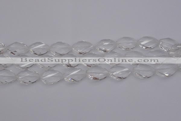 CCC525 15.5 inches 15*20mm twisted & faceted teardrop white crystal beads