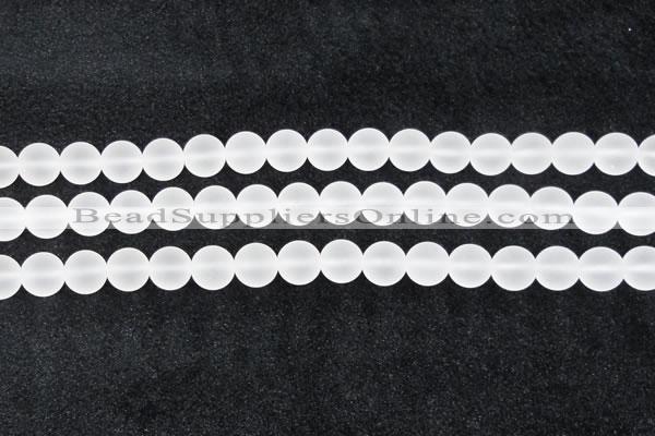 CCC604 15.5 inches 12mm round matte natural white crystal beads