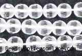 CCC612 15.5 inches 8mm faceted round matte natural white crystal beads