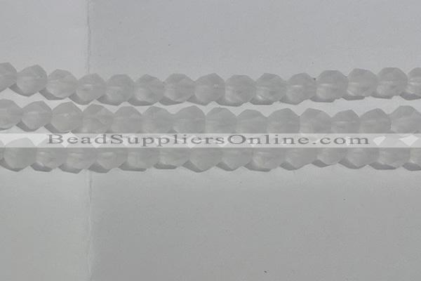 CCC629 15.5 inches 12mm faceted nuggets matte white crystal beads